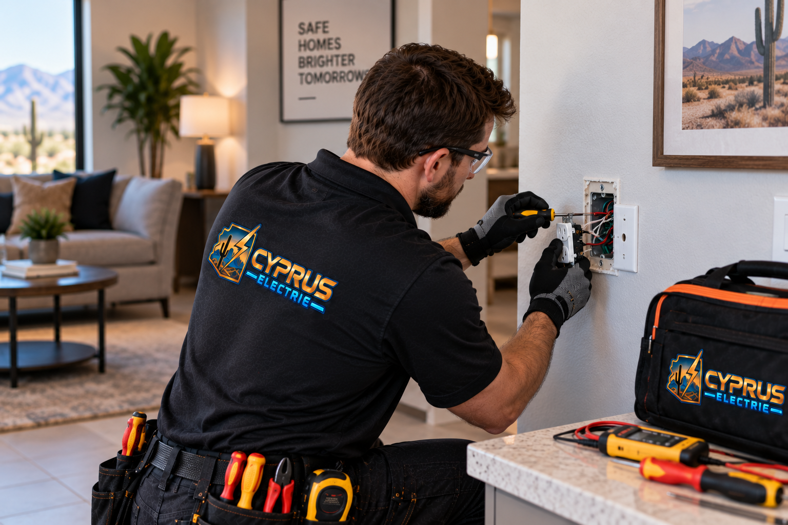 Professional electrical outlet repair in an Arizona home