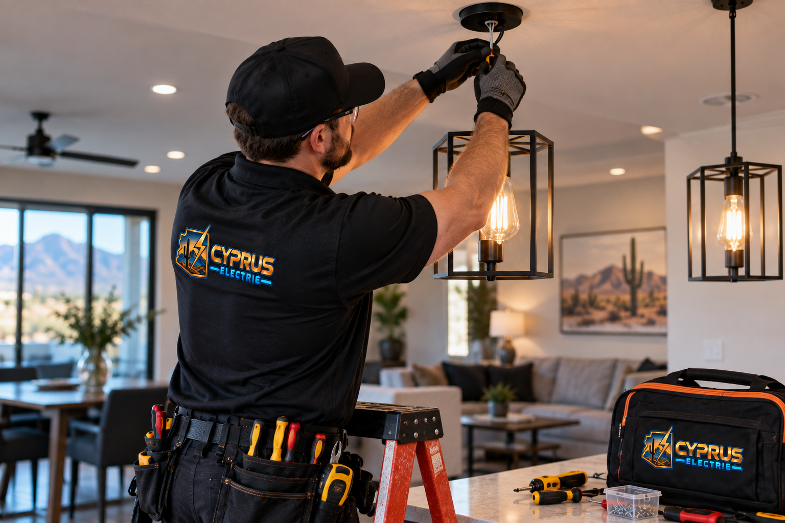 Professional residential lighting installation in an Arizona home